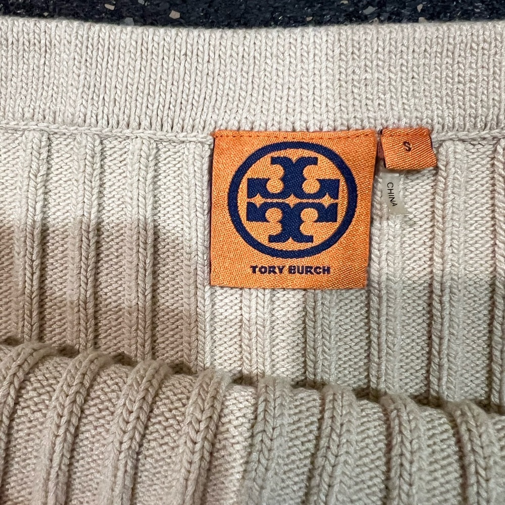 Tory Burch Ribbed Knit Skirt – Cream & Navy Size Small - Picture 3 of 6